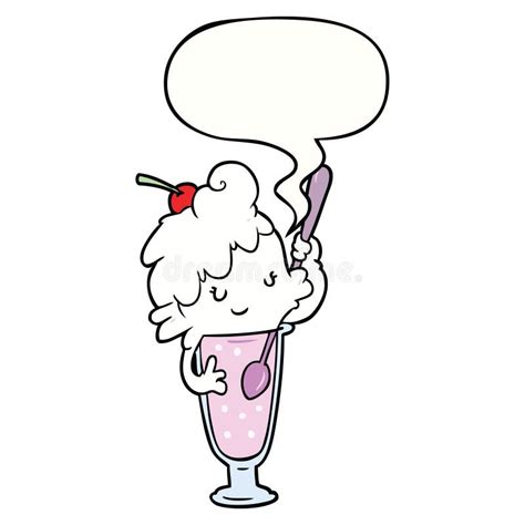 A Creative Cartoon Ice Cream Soda Girl And Speech Bubble Stock Vector Illustration Of Cream
