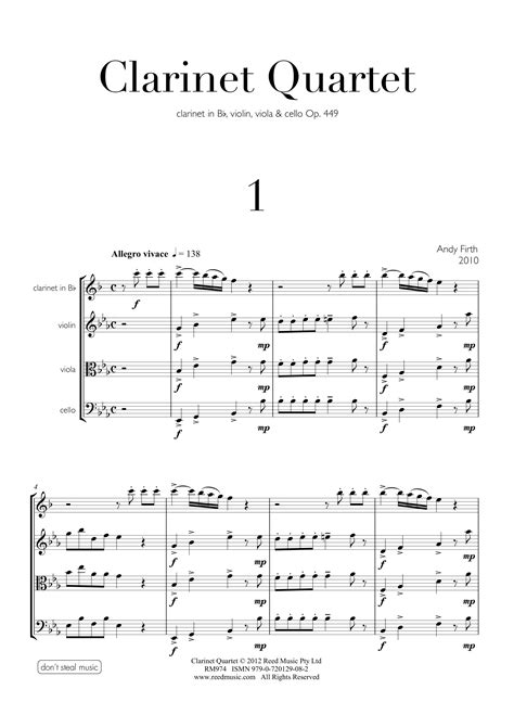 Clarinet Quartet Reed Music