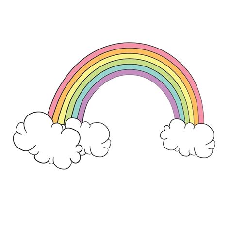 Premium Vector Cute Vector Illustration With Rainbow And Clouds