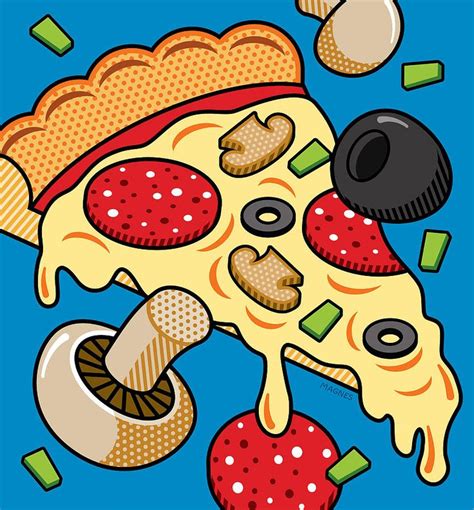 I love this project and the kids do too! Pop Art Digital Art - Pizza On Blue by Ron Magnes | Ретро ...