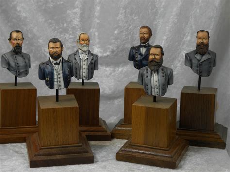 Lot Set Of 6 American Civil War General Busts Hand Painted