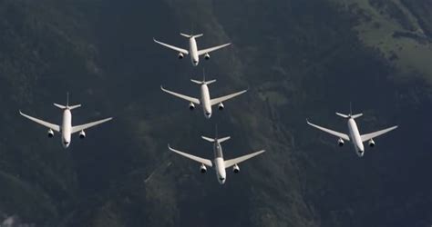 Watch Five Airbus A350 900 Jets Flying In Stunt Formation