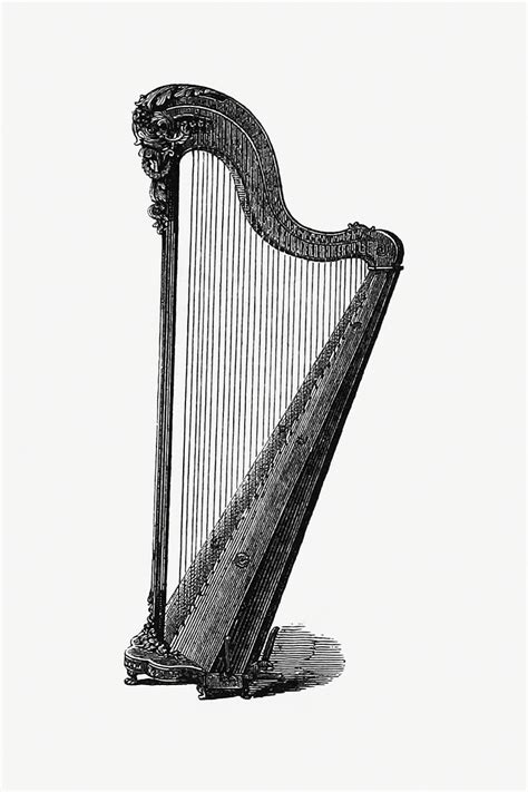 Vintage European Style Harp Engraving Premium Psd Illustration Rawpixel