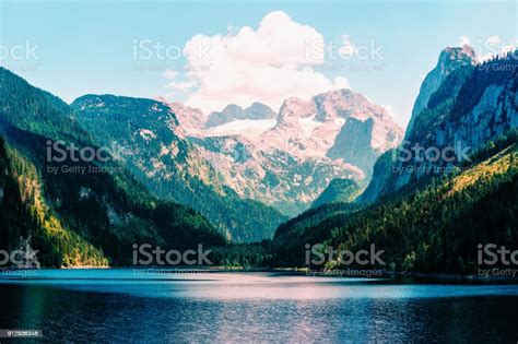 Fantastic Morning On Mountain Lake Gosausee Stock Photo Download