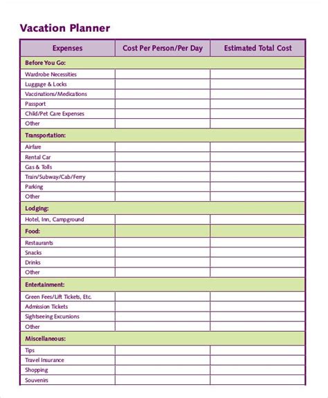 Find out about people's travel habits, so you can customize your services accordingly. Vacation Checklist Template - 14+ Free PDF Documents ...