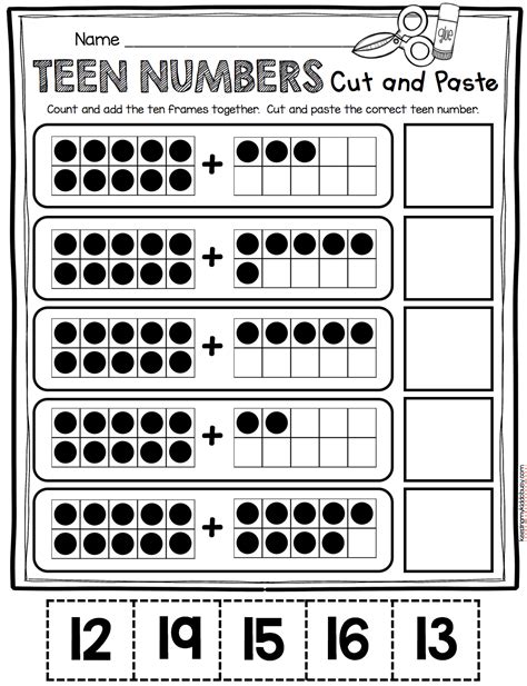 Teen Numbers Kindergarten Worksheets