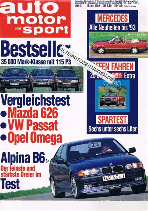 Numărul conține șapte milioane de cifre. 15. Mai 1992 - Auto Motor und Sport Heft 11