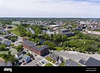 Lowell historic downtown aerial view in Lowell, Massachusetts, USA ...