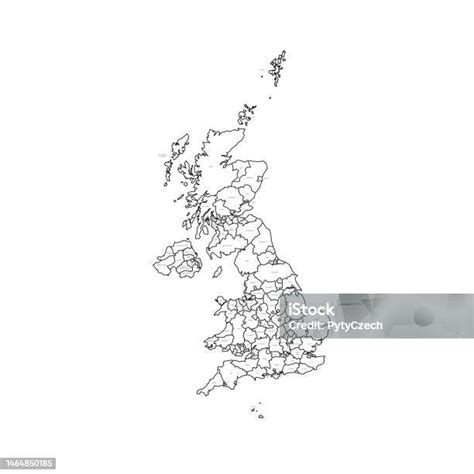 Ilustración De Mapa Político Del Reino Unido De Las Divisiones