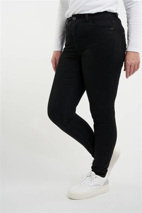 dames skinny leg high waist jeans cherry zwart bij ms mode®