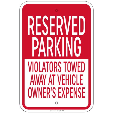 Reserved Parking Violators Towed Sign 8x12 Aluminum Signs Ebay