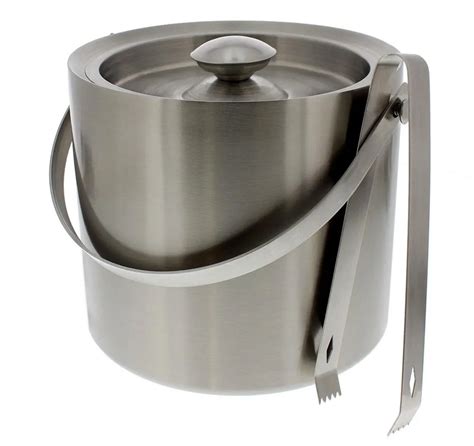 Free Shipping Stainless Steel Ice Bucket With Tongs Silver Barware