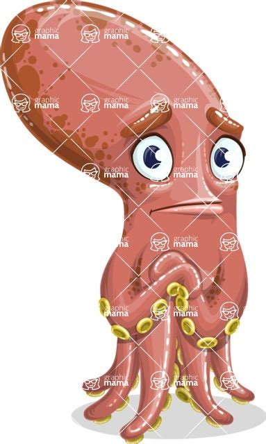 Octopus Cartoon Vector Character Aka Braindon Sad Graphicmama