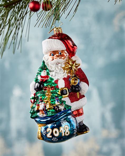Christopher Radko 2018 In The Bag Santa Christmas Ornament Neiman Marcus