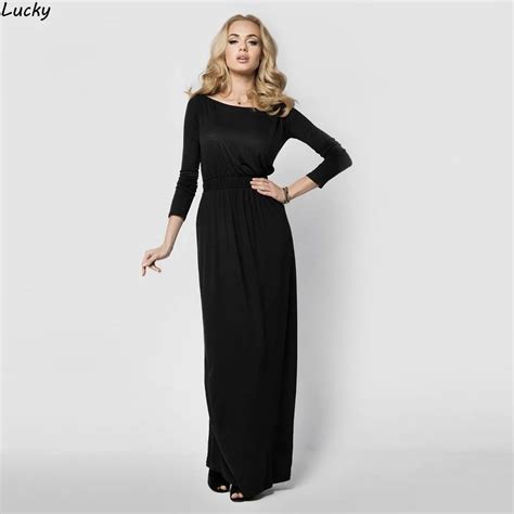 Famous Brand Women Maxi Long Sleeve Dress Elegant Full Length Dress For