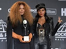 Inductee Janet Jackson and Janelle Monáe pose in the press room at the ...
