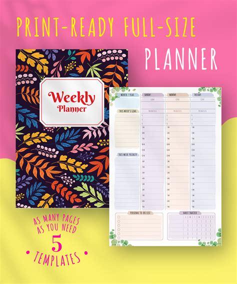 Download Printable Weekly Planner Floral Style Undated Pdf