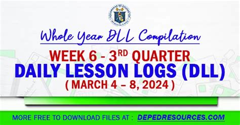 Week Rd Quarter Daily Lesson Log March Dlls