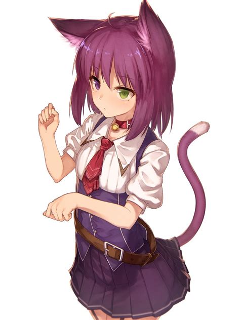 Download 1536x2048 Anime Girl Moe Animal Ears Neko Tail Purple Hair Cat Girl Wallpapers