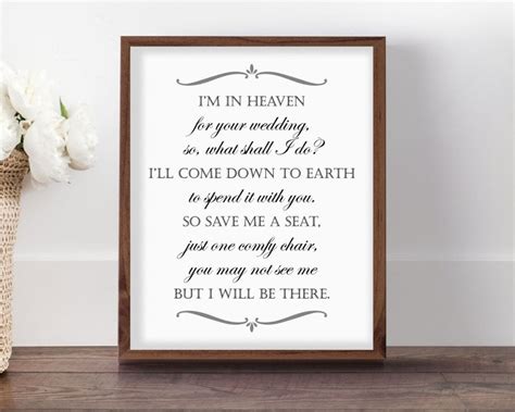 Im In Heaven For Your Wedding Wedding Memorial Poem Etsy Canada