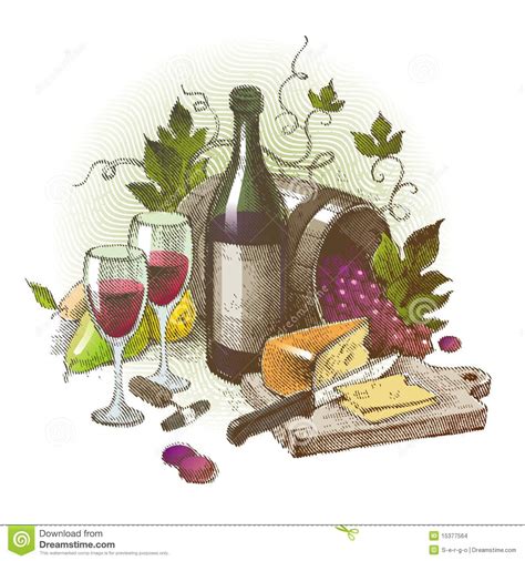 Vintage Still Life With Wine Stock Vector Illustration Of Bottle