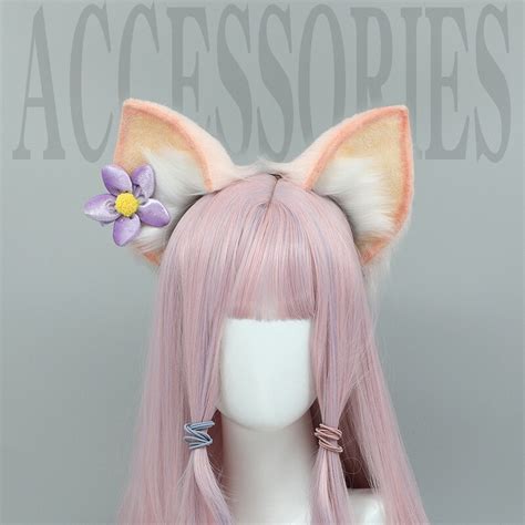 Plush Cat Ears Realistic Lolita Headband Pink Fox Ears Cosplay Anime