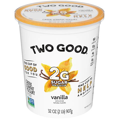 Two Good Vanilla Low Fat Lower Sugar Gluten Free Greek Yogurt 32 Oz