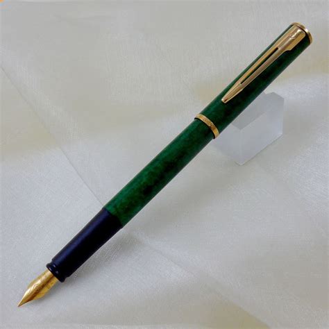 Waterman Apostrophe Fountain Pen Marble Green Lacquer Gt New Old