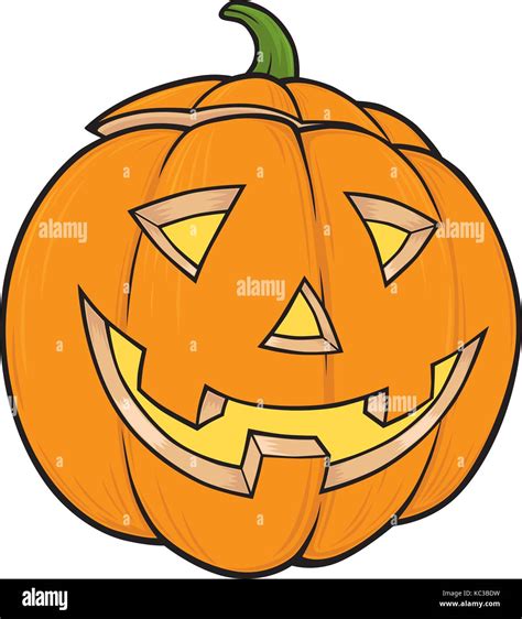 Vector Cartoon Of Jack Olantern Carved Pumpkin Lantern Prepared For