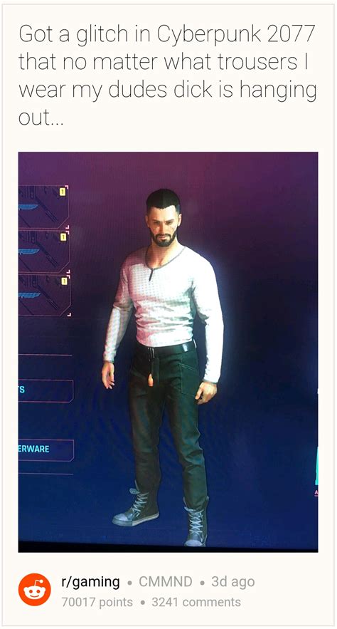cyberpunk 2077 characters can t get their p nises to stop poking through their pants gamejet