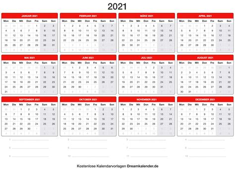 Kalender 2021 Zum Ausdrucken Kostenlos Kalender 2021 Mit Feiertagen