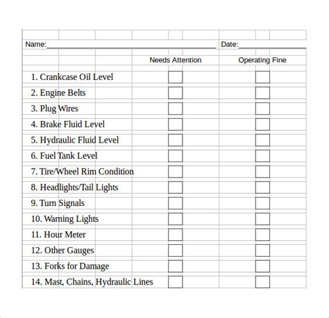 Formato De Checklist Excel Images Excel Checklist Templates