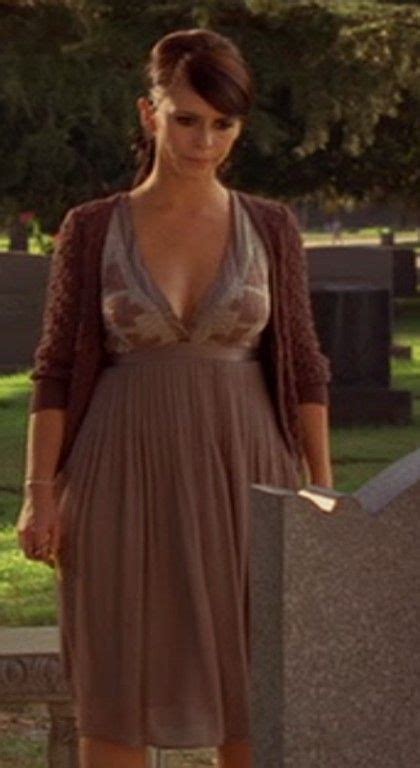 MelindaGordon GhostWhisperer Season Episode Grey Mauve Dress With Plunging Neckline