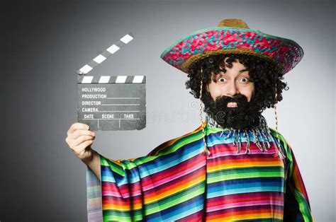 funny hairy mexican with movie clapper stock image image of humour clapper 58083259