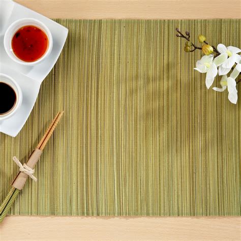 Pack Of 4 Green Narrow Bamboo Placemats Dunelm