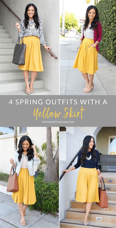 Four Ways To Wear A Yellow Skirt For Spring Yellow Skirt Options