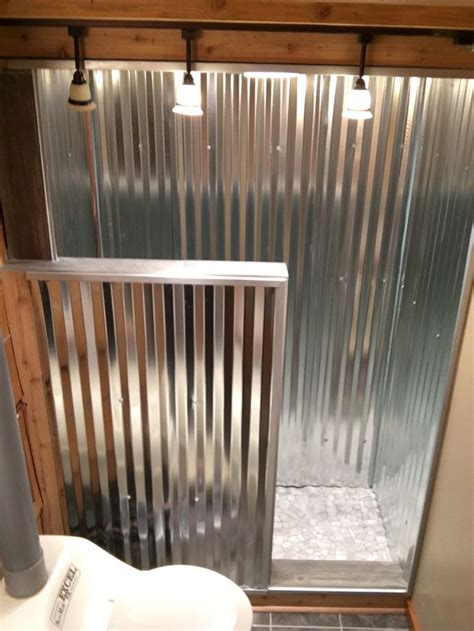 Corrugated Stainless Steel Rustic Off Grid Shower Tin Shower Walls