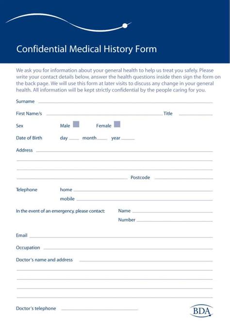 67 Medical History Forms Word Pdf Printable Templates