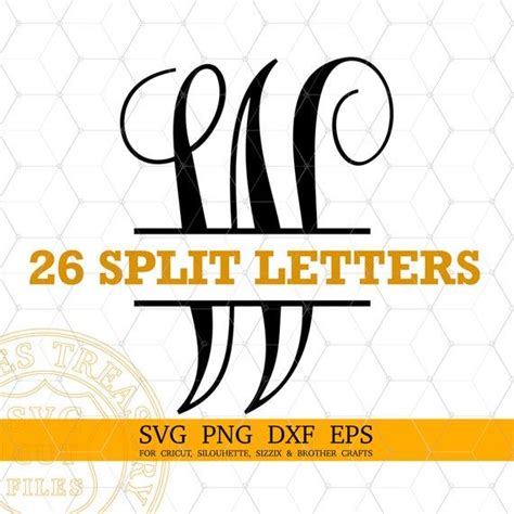 Vine Monogram Svg Split Font Letters Split Monogram Font Etsy