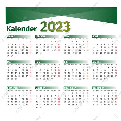 Gambar Kalender 2023 Hijau Tua Kalender Kalender 2023 2023 Png Dan