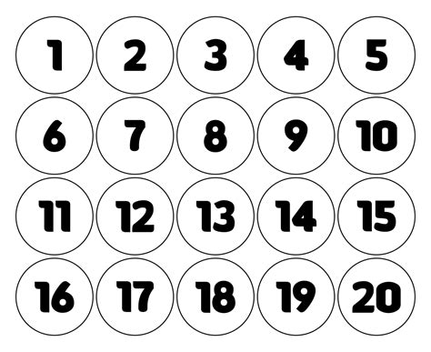 1 20 Number Chart For Preschool Number Chart Numbers Number Poster 1