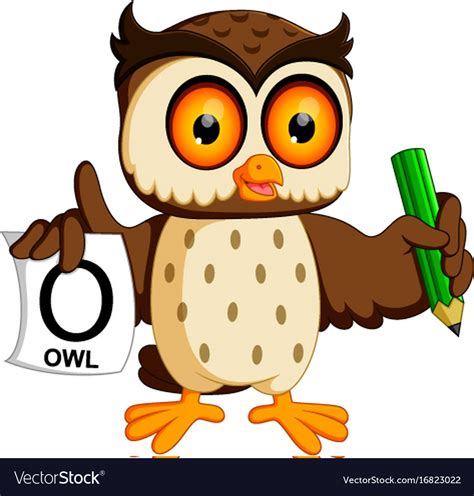 Cute Owl Writing Royalty Free Vector Image Vectorstock