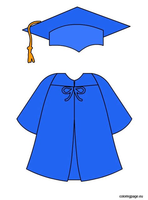 Blue Graduation Cap And Gown Coloring Page Blue Graduation