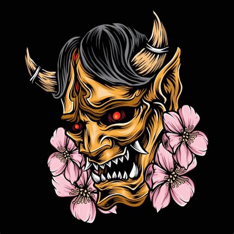 Premium Vector Demon Mask Japanese Vector Logo