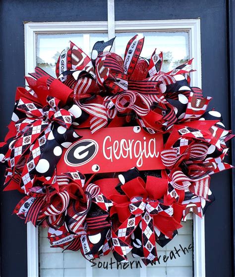 Georgia Bulldogs Wreathgeorgia Football Door Wreathgeorgia Etsy