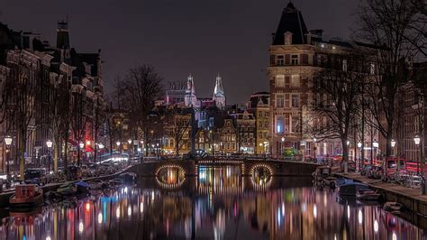 Hd Wallpaper Amsterdam Netherlands City River Reflection Building