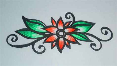 Beautiful Flower Designs Drawing Simple Flower Drawing With Coloring