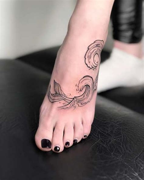 Ocean Waves Foot Tattoo Design Large Tattoos Trendy Tattoos Popular