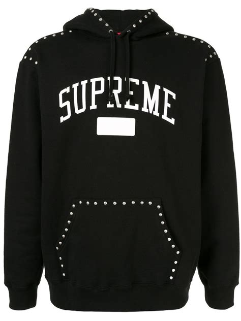 Supreme Supreme Studded Logo Hoodie 黑色 Supreme Cloth Hoodies