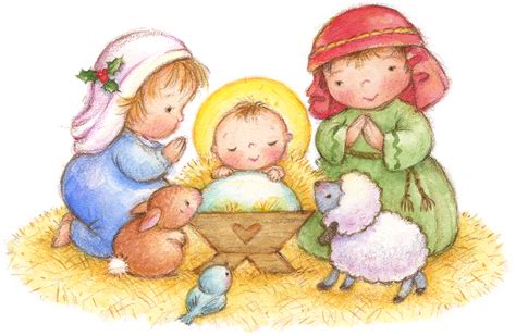 Christmas Clipart Character Drawing Bunnies Nativity Teddy Bear